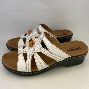 White slip on sandals